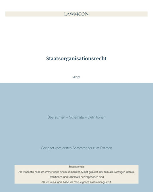 Juraskript, Staatsorganisationsrecht, Skript, Jurastudent