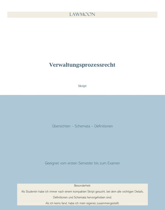Verwaltungsprozessrecht, Skript, Juraskript