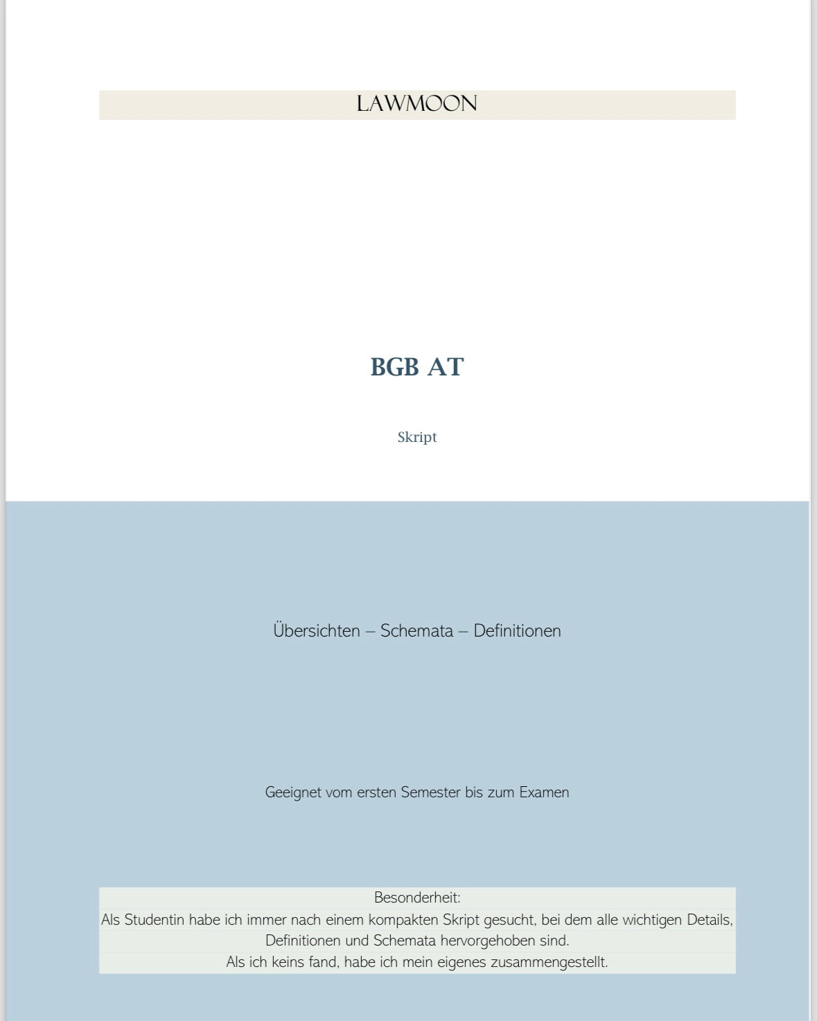 Lawmoon Skript für Student, Jurastudium, BGB AT
