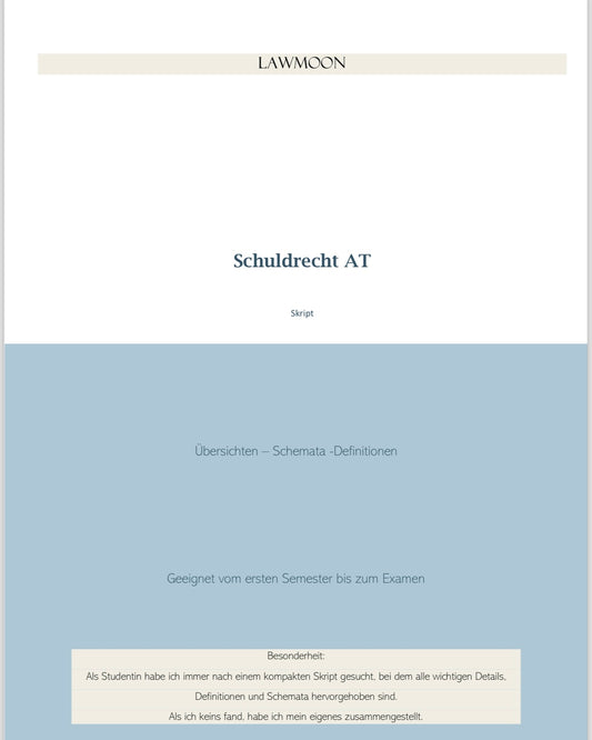 Lawmoon Skript für Student, Jurastudium, Schuldrecht AT