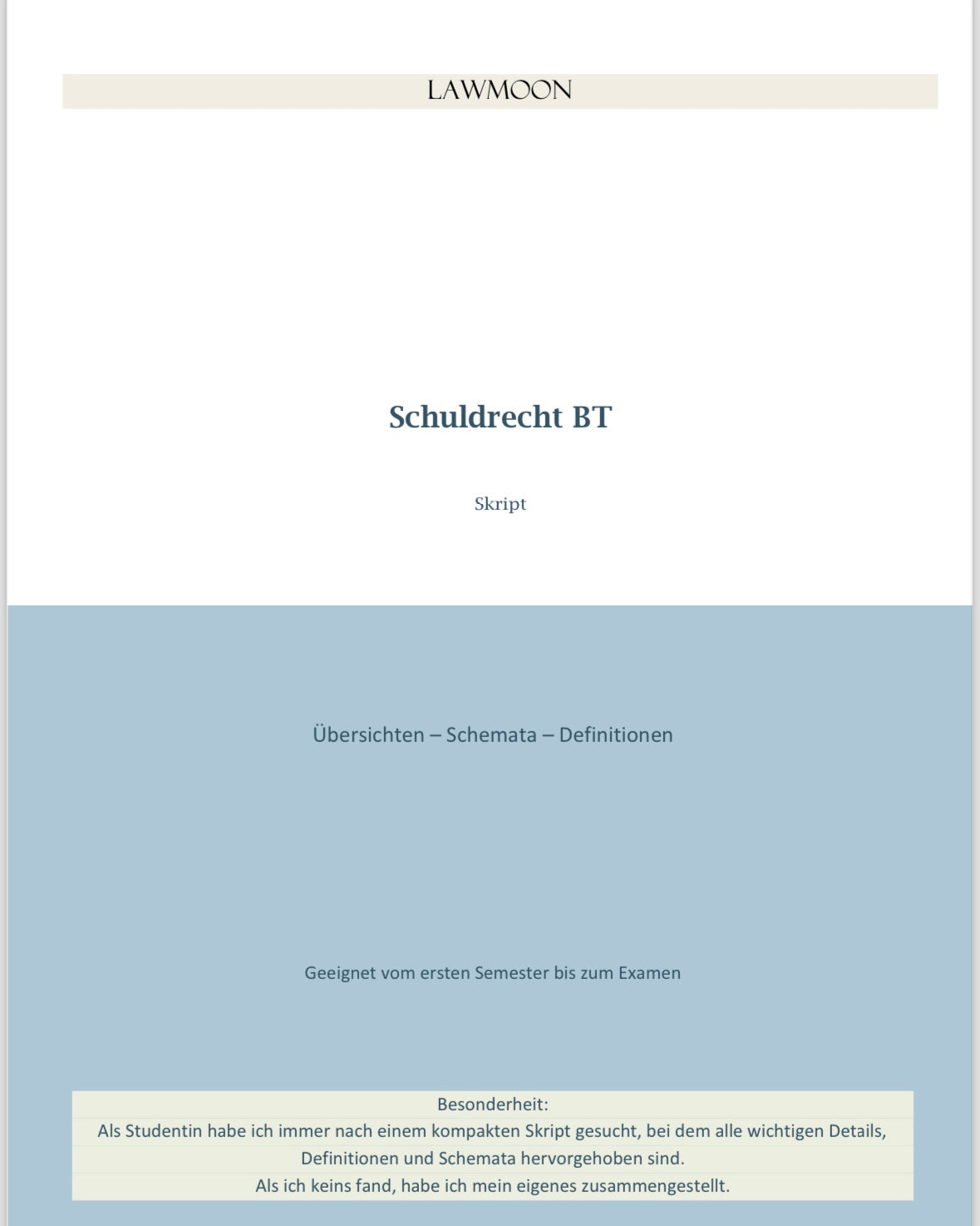 Lawmoon Skript für Student, Jurastudium, Schuldrecht BT