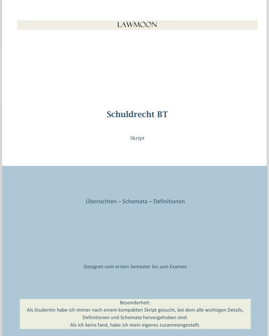 Lawmoon Skript für Student, Jurastudium, Schuldrecht BT