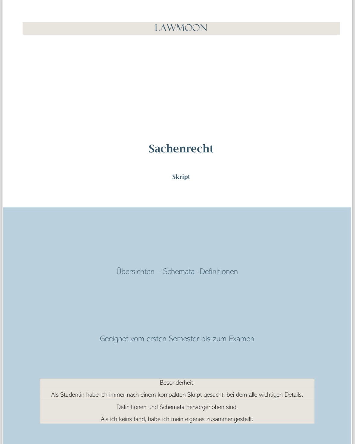 Lawmoon Skript für Student, Jurastudium, Sachenrecht