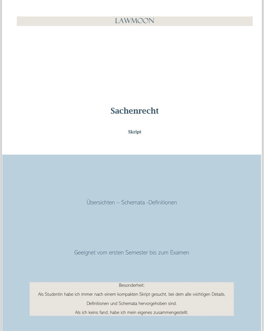 Lawmoon Skript für Student, Jurastudium, Sachenrecht
