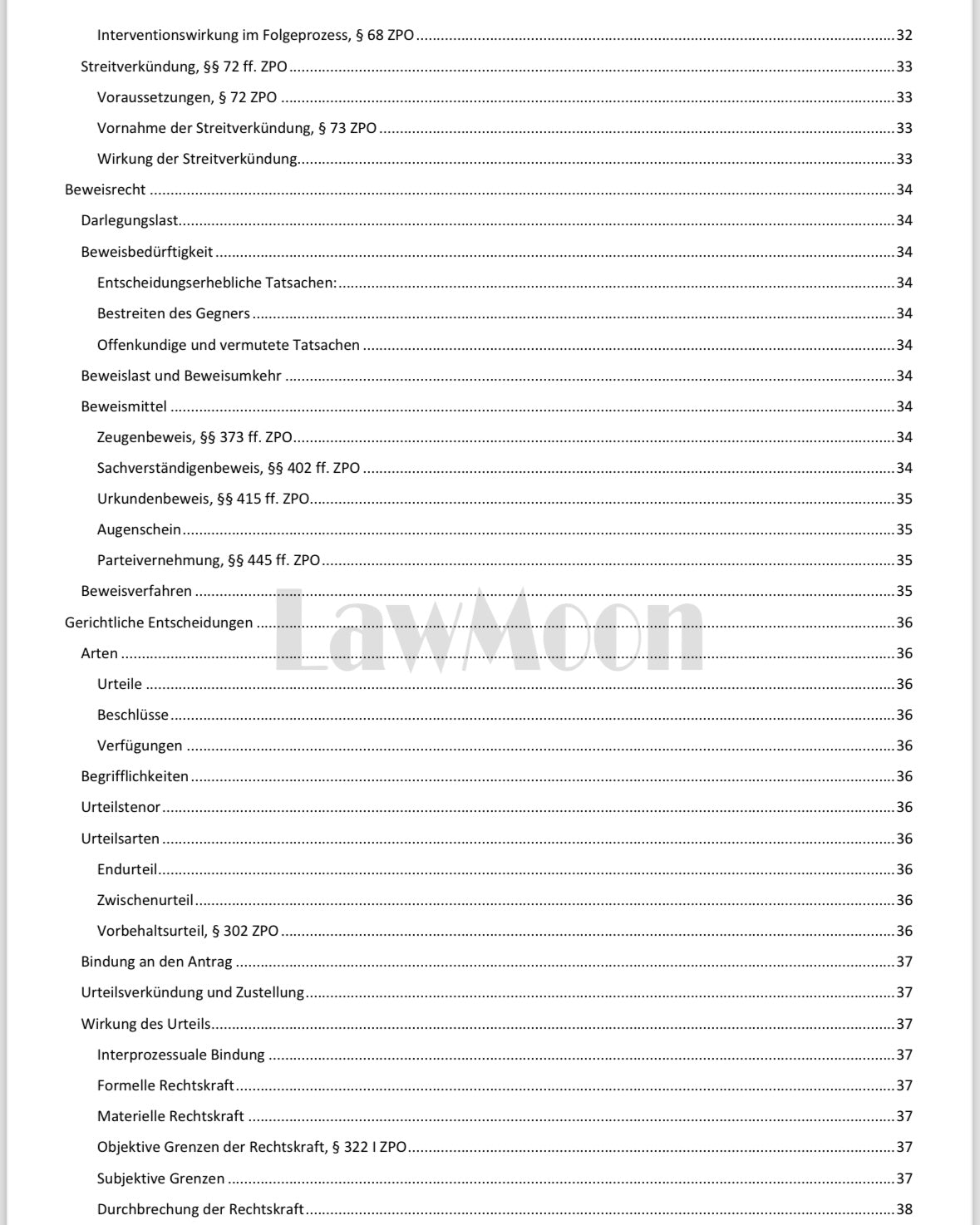 Lawmoon Skript für Student, Jurastudium, Zivilprozessrecht I, ZPO I