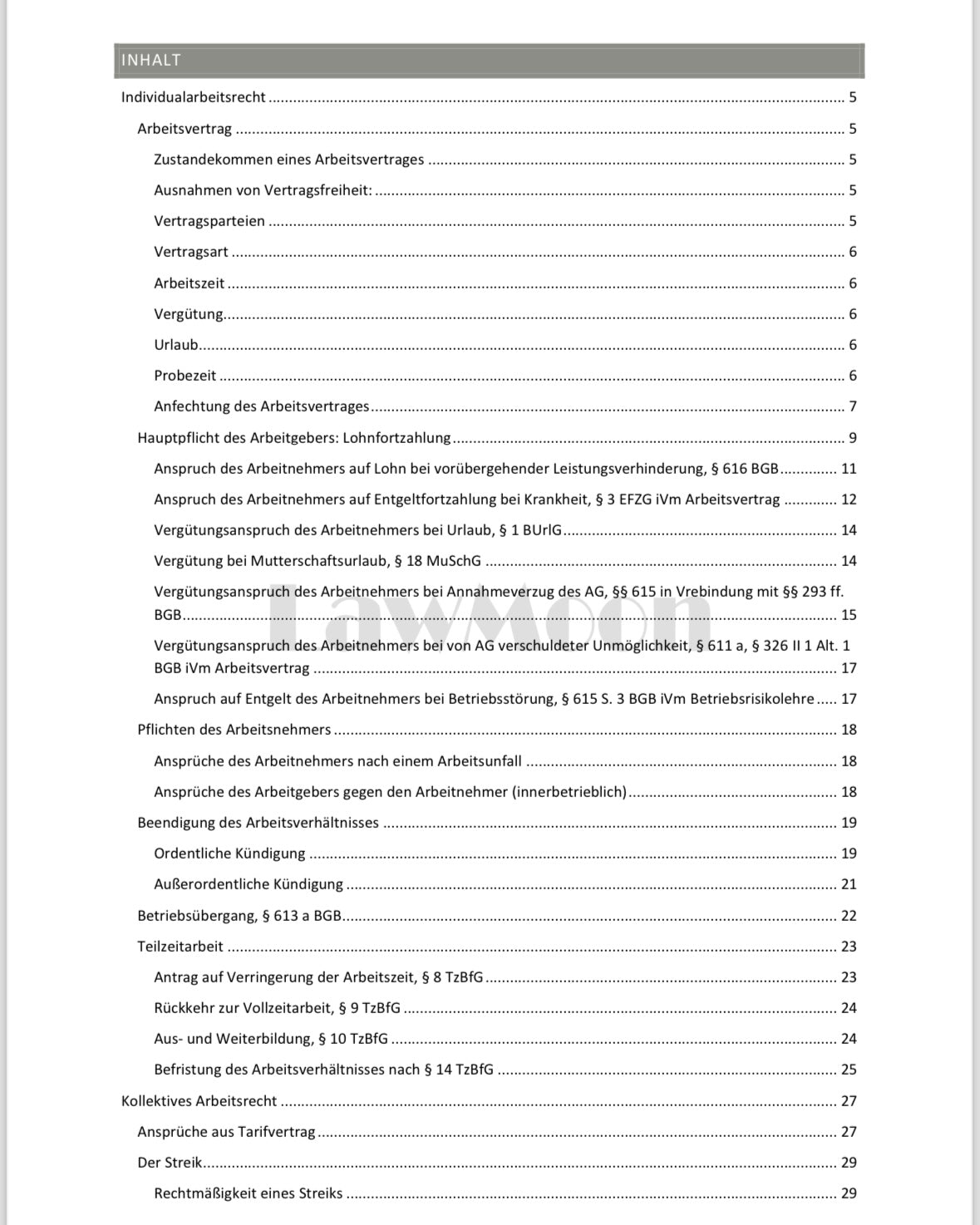 Lawmoon Skript für Student, Jurastudium, Arbeitsrecht