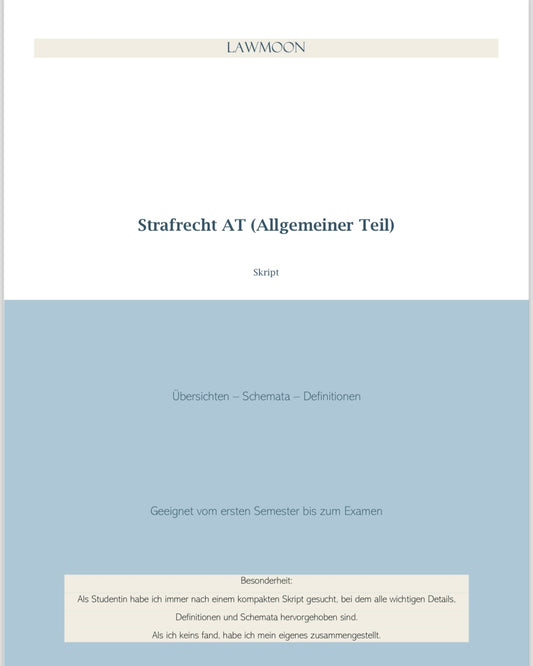 Lawmoon Skript für Student, Jurastudium, Strafrecht AT