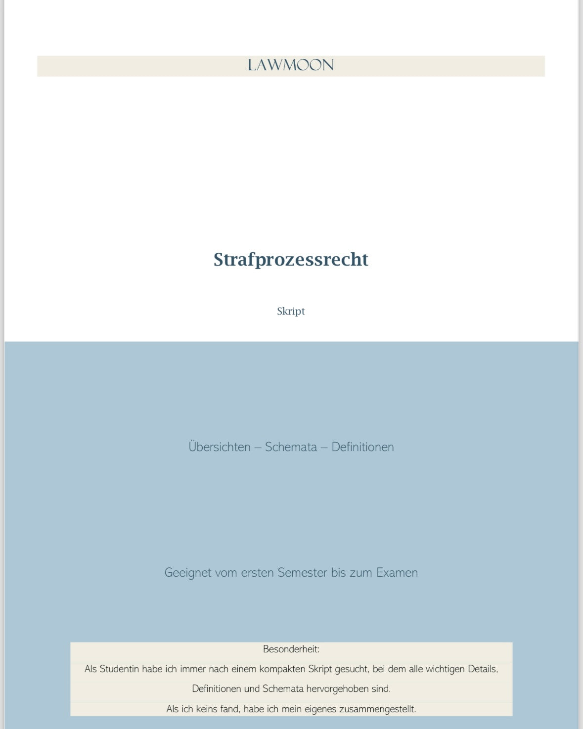 Lawmoon Skript für Student, Jurastudium, Strafprozessrecht