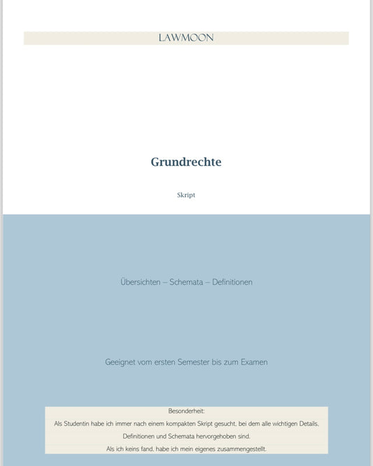 Lawmoon Skript für Student, Jurastudium, Grundrechte