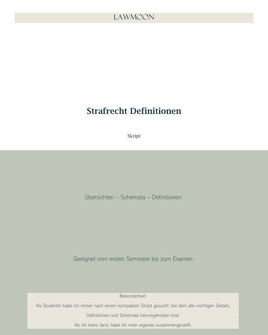 Strafrecht Definitionen Jurastudium, Student, Skript