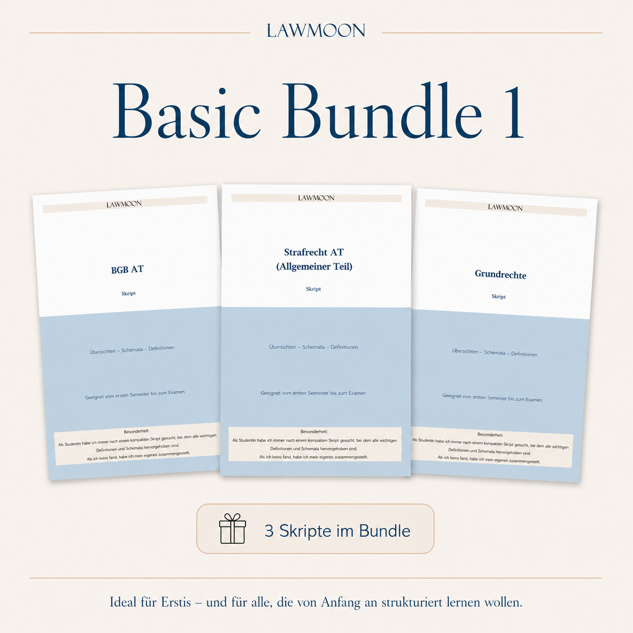 Basic Bundle BGB AT Strafrecht AT Grundrechte Erste Erstsemester Student im ersten Semester Basics Jura Allgemeiner Teil Grundstudium