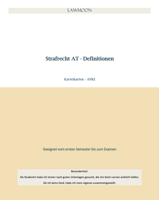 Strafrecht AT Definitionen Jura Jurastudent Karteikarten 