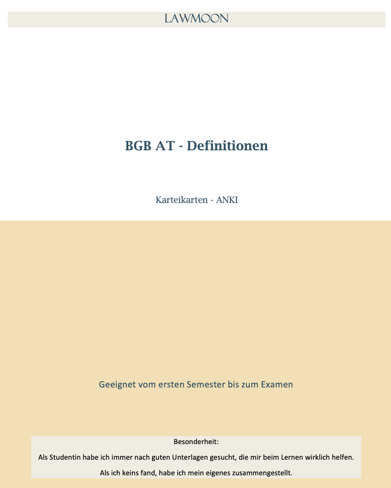 BGB AT Definitionen Jura Jurastudium Karteikarten