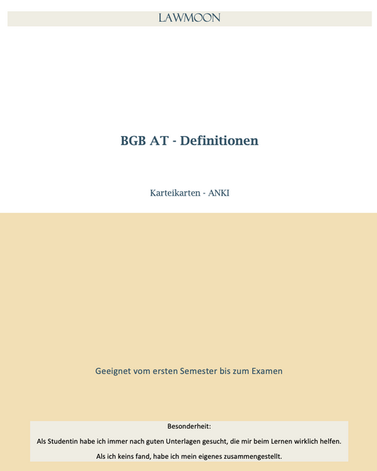 BGB AT Definitionen Jura Jurastudium Karteikarten