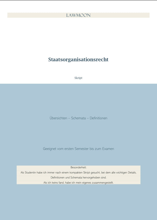 Juraskript, Staatsorganisationsrecht, Skript, Jurastudent 