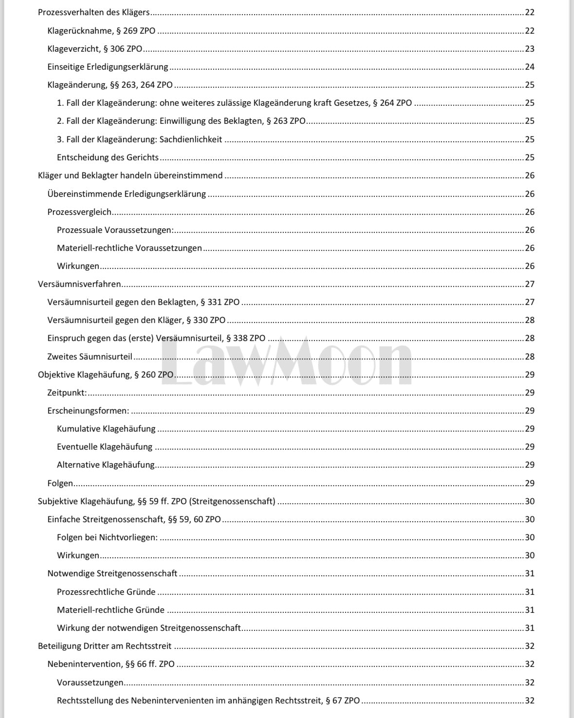 Lawmoon Skript für Student, Jurastudium, Zivilprozessrecht I, ZPO I 