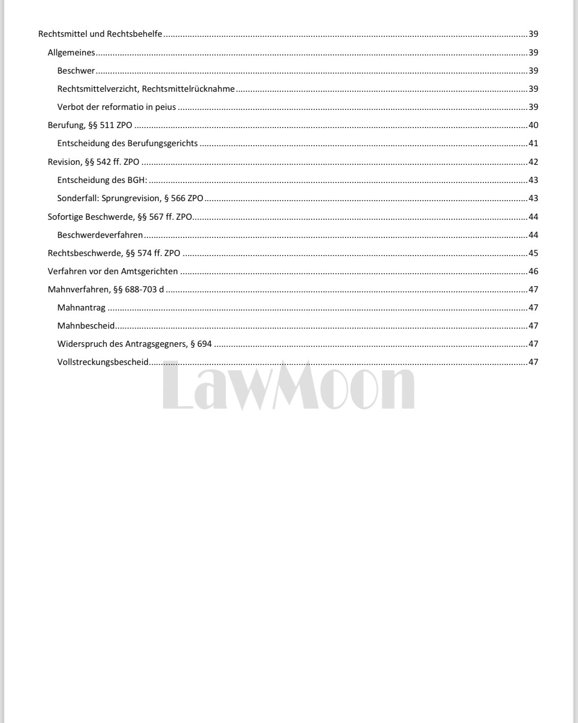 Lawmoon Skript für Student, Jurastudium, Zivilprozessrecht I, ZPO I 