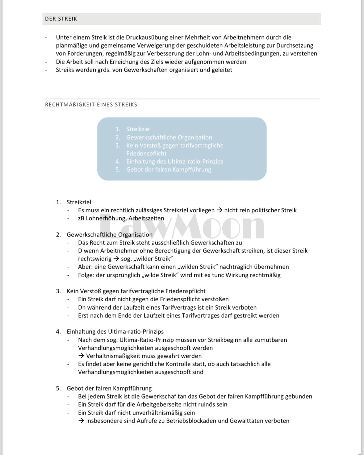 Lawmoon Skript für Student, Jurastudium, Arbeitsrecht