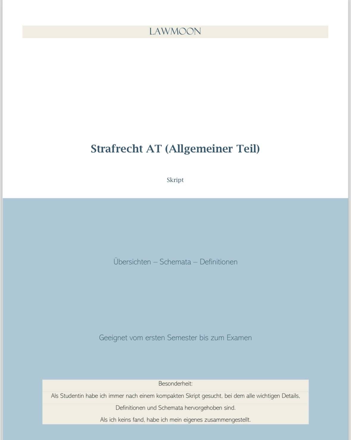 Lawmoon Skript für Student, Jurastudium, Strafrecht AT