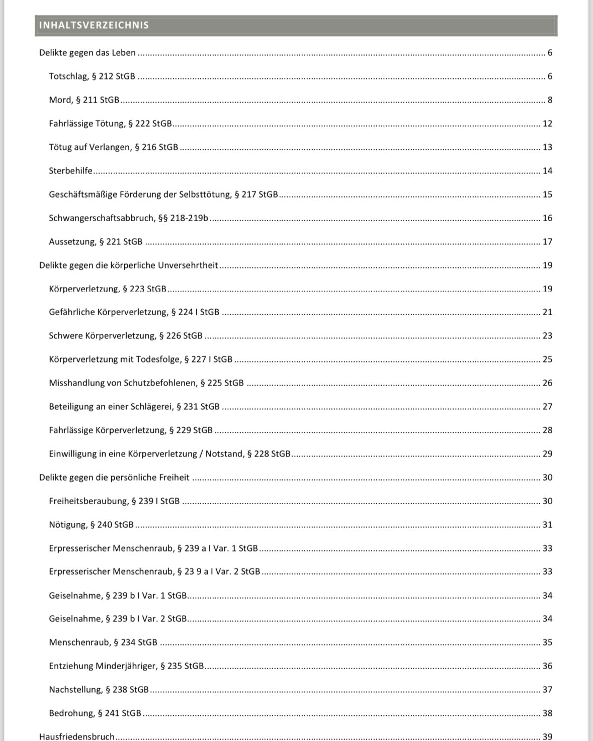 Lawmoon Skript für Student, Jurastudium, Strafrecht BT Nichtvermögensdelikte (NVD)