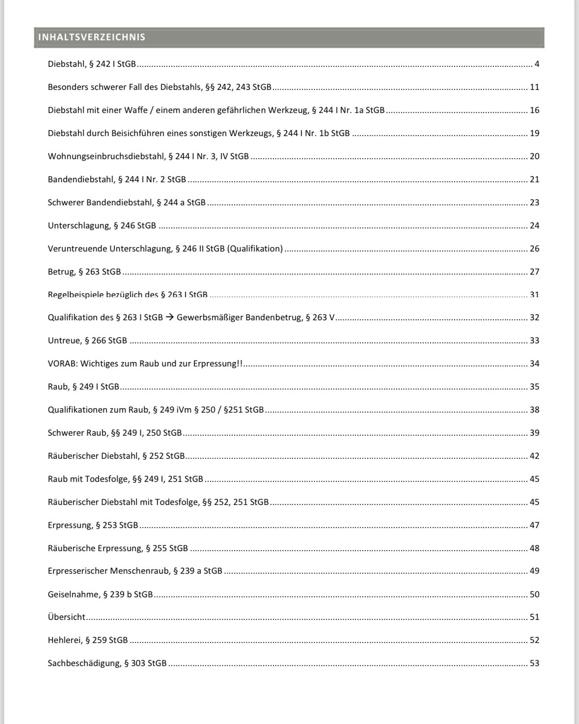 Lawmoon Skript für Student, Jurastudium, Strafrecht BT Vermögensdelikte (VD)