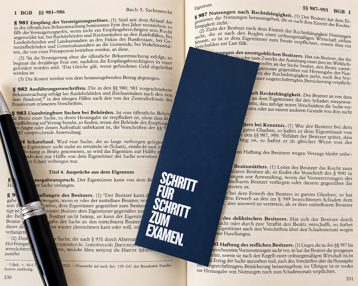 Lesezeichen, Jura, Juralesezeichen, Geschenk, Jurageschenk Schritt für Schritt zum Examen